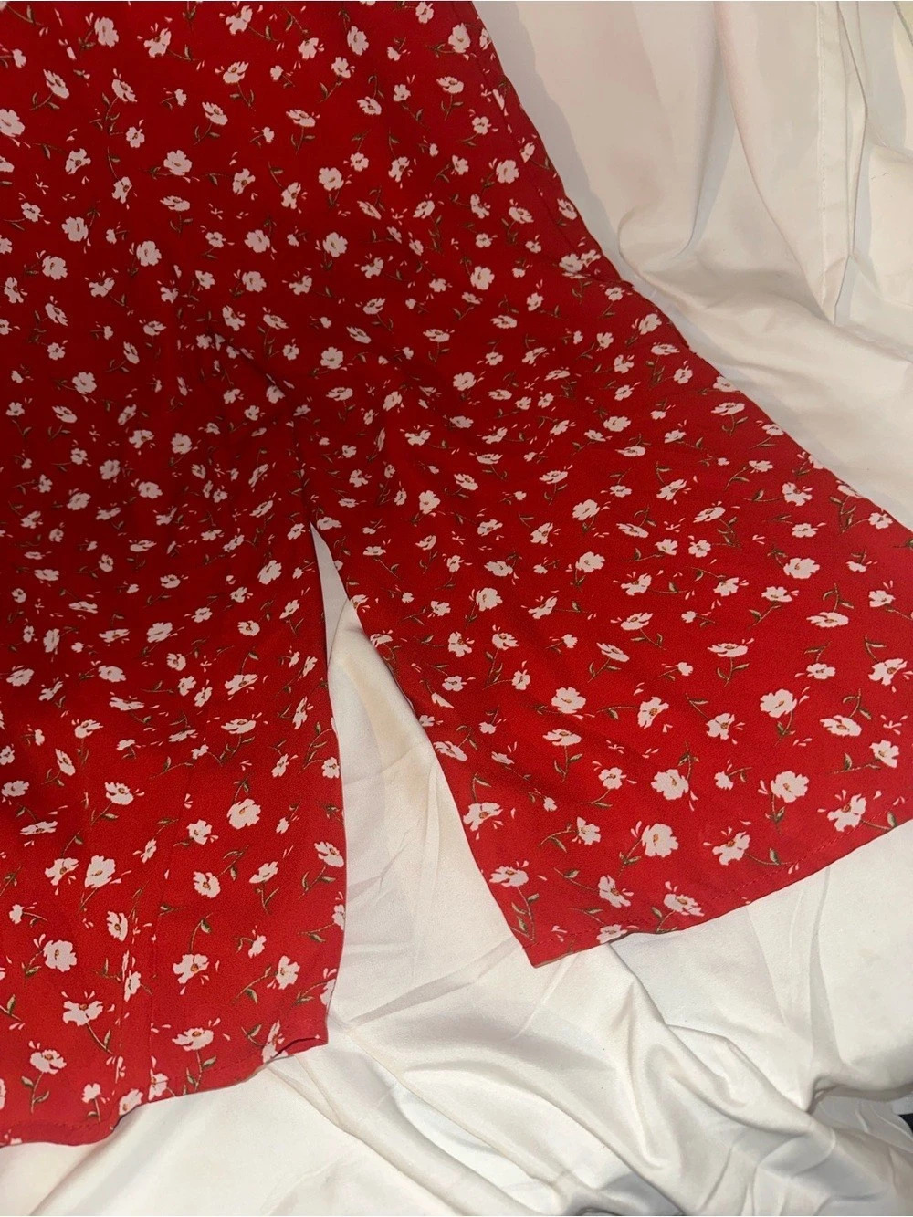 Lulus Red Floral Ruffle Wide Leg Jumpsuit Size Small - Picture 5 of 9